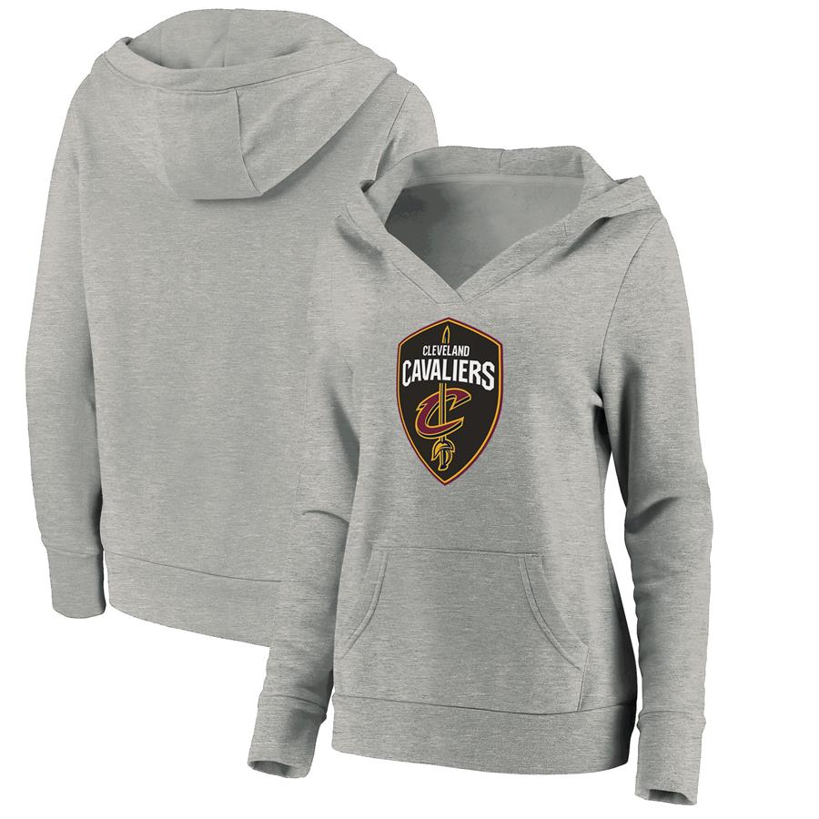 Cleveland Cavaliers Fanatics Branded Women's Alternate Logo V-Neck Pullover Hoodie - Heathered Gray