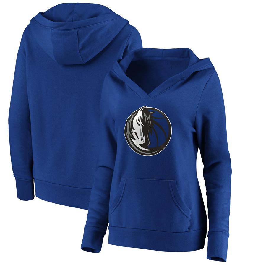 Dallas Mavericks Fanatics Branded Women's Primary Logo V-Neck Pullover Hoodie - Blue