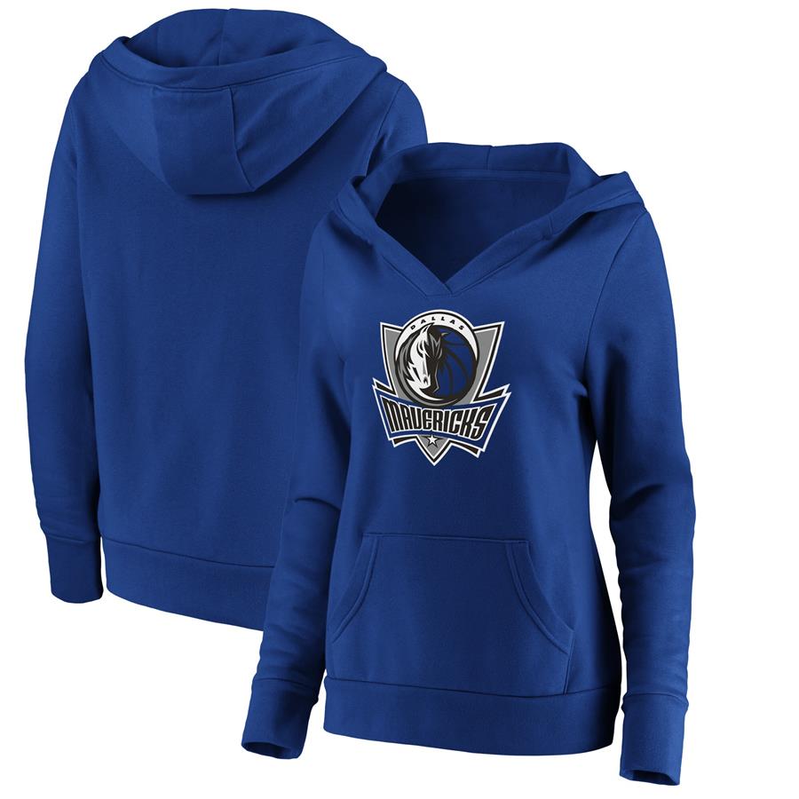 Dallas Mavericks Fanatics Branded Women's Alternate Logo V-Neck Pullover Hoodie - Blue