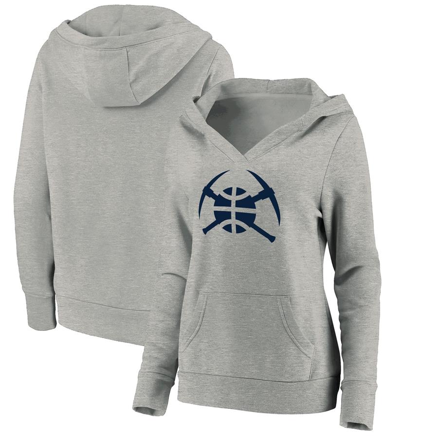 Denver Nuggets Fanatics Branded Women's Alternate Logo V-Neck Pullover Hoodie - Heathered Gray