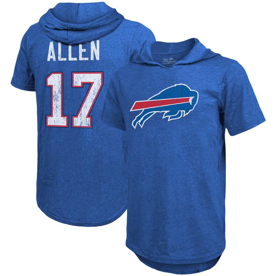 Josh Allen Buffalo Bills Fanatics Branded Player Name & Number Tri-Blend Hoodie T-Shirt - Royal