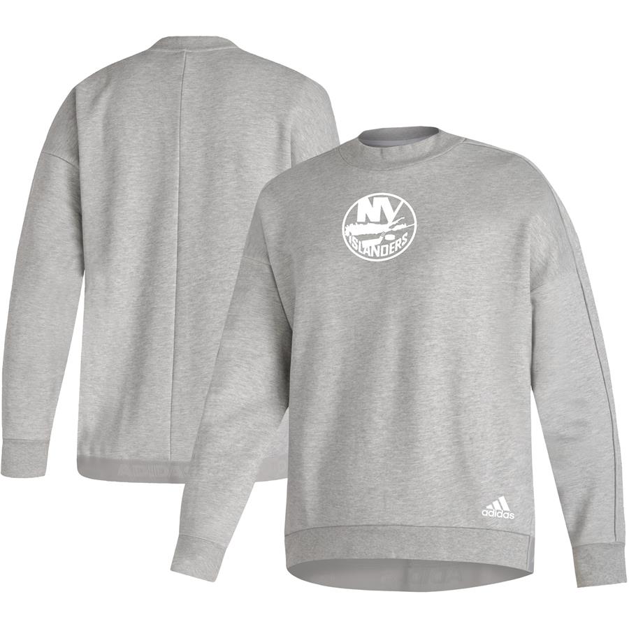 New York Islanders adidas Women's V2 Pullover Sweatshirt - Heathered Gray