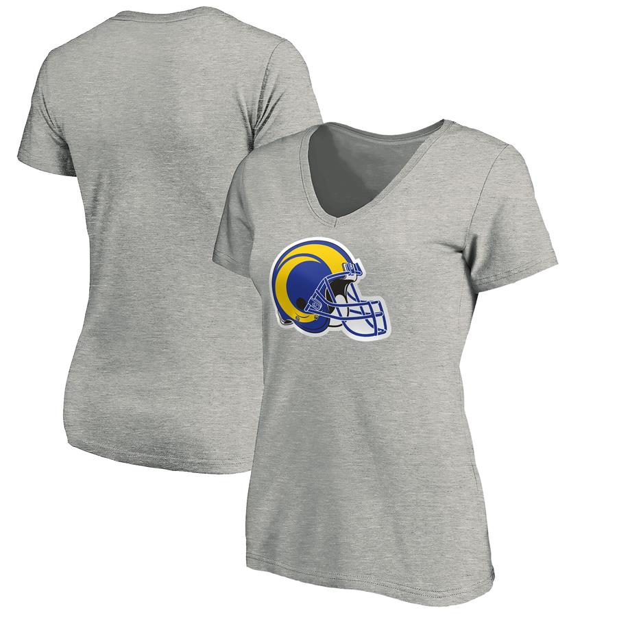 Los Angeles Rams Fanatics Branded Women's Helmet V-Neck T-Shirt - Heather Gray