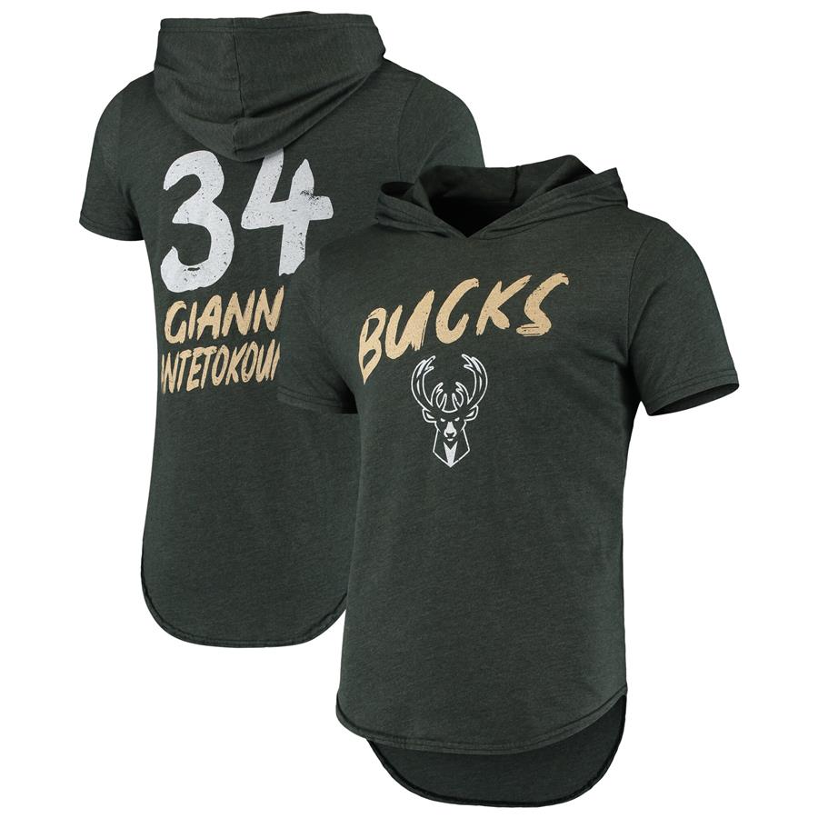 Giannis Antetokounmpo Milwaukee Bucks Fanatics Branded Hoodie Tri-Blend T-Shirt - Heathered Hunter Green