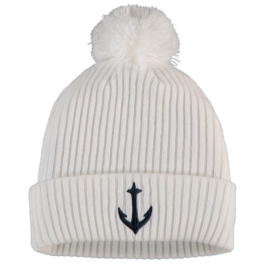 Seattle Kraken Fanatics Branded Secondary Logo Cuffed Knit Hat with Pom - White