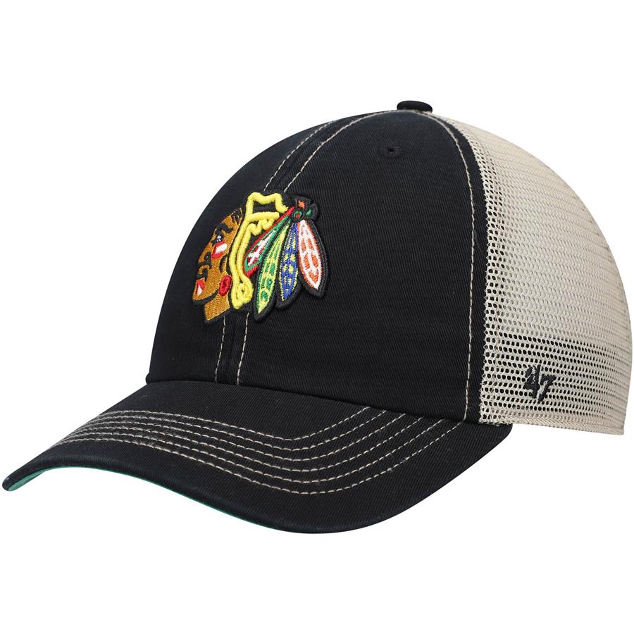 Chicago Blackhawks '47 Trawler Clean Up Trucker Snapback Hat - Black