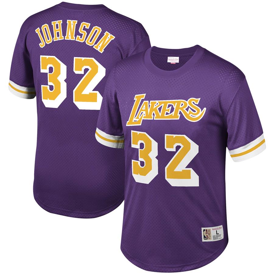 Magic Johnson Los Angeles Lakers Mitchell & Ness Mesh T-Shirt - Purple