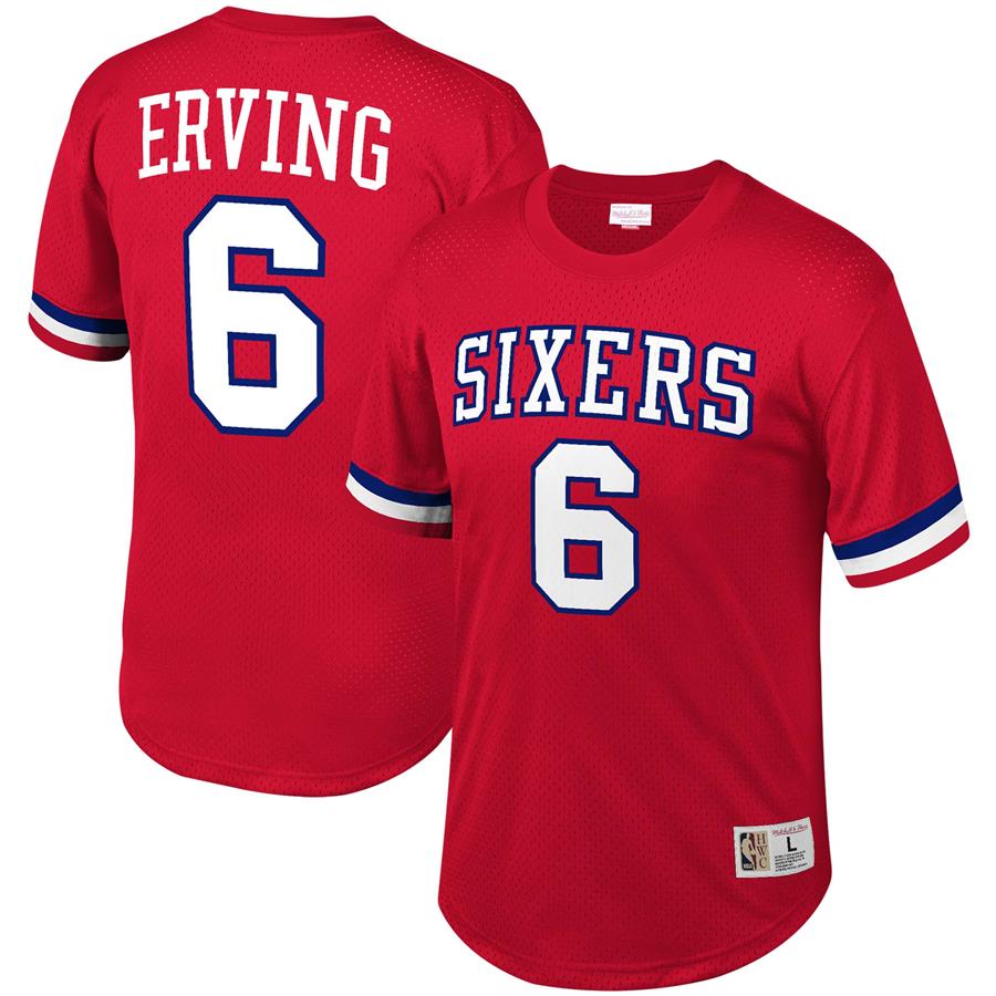 Julius Erving Philadelphia 76ers Mitchell & Ness Mesh T-Shirt - Red