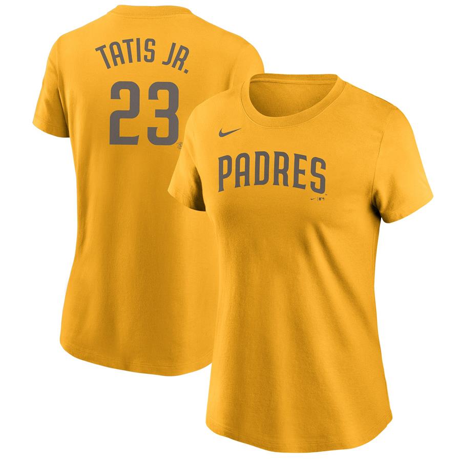 Fernando Tatís Jr. San Diego Padres Nike Women's Name & Number T-Shirt - Gold