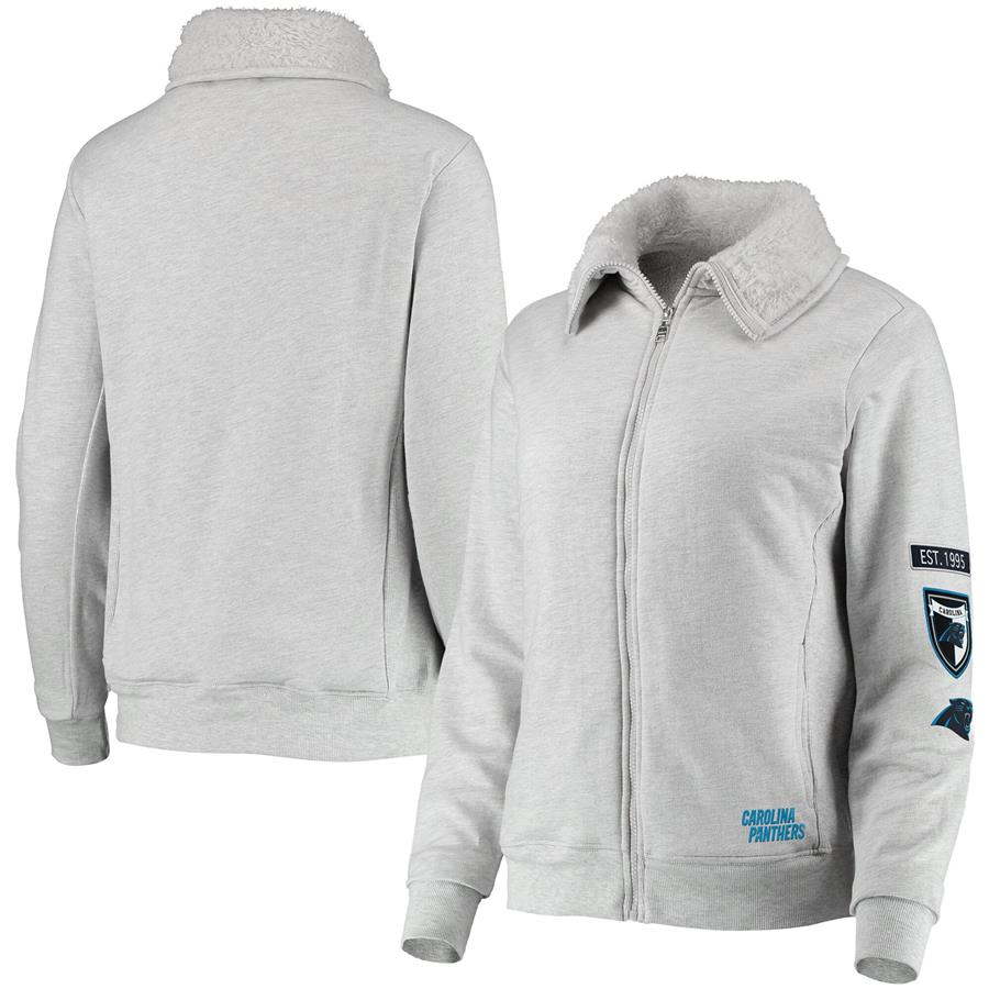 Carolina Panthers WEAR by Erin Andrews Women's Fleece Full-Zip Sweatshirt - Gray