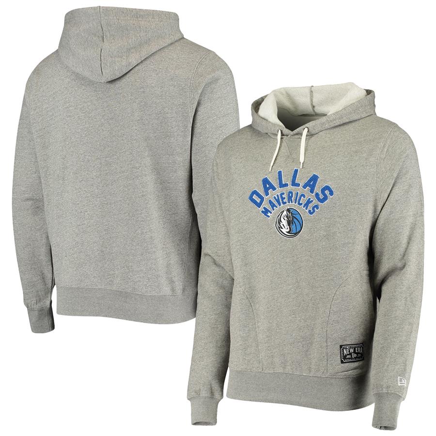 Dallas Mavericks New Era French Terry Chenille Fleece Pullover Hoodie - Heathered Gray