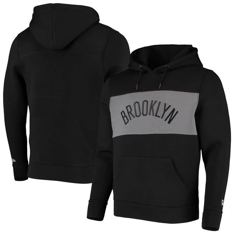 Brooklyn Nets New Era Neoprene Colorbock Tri-Blend Pullover Hoodie - Black