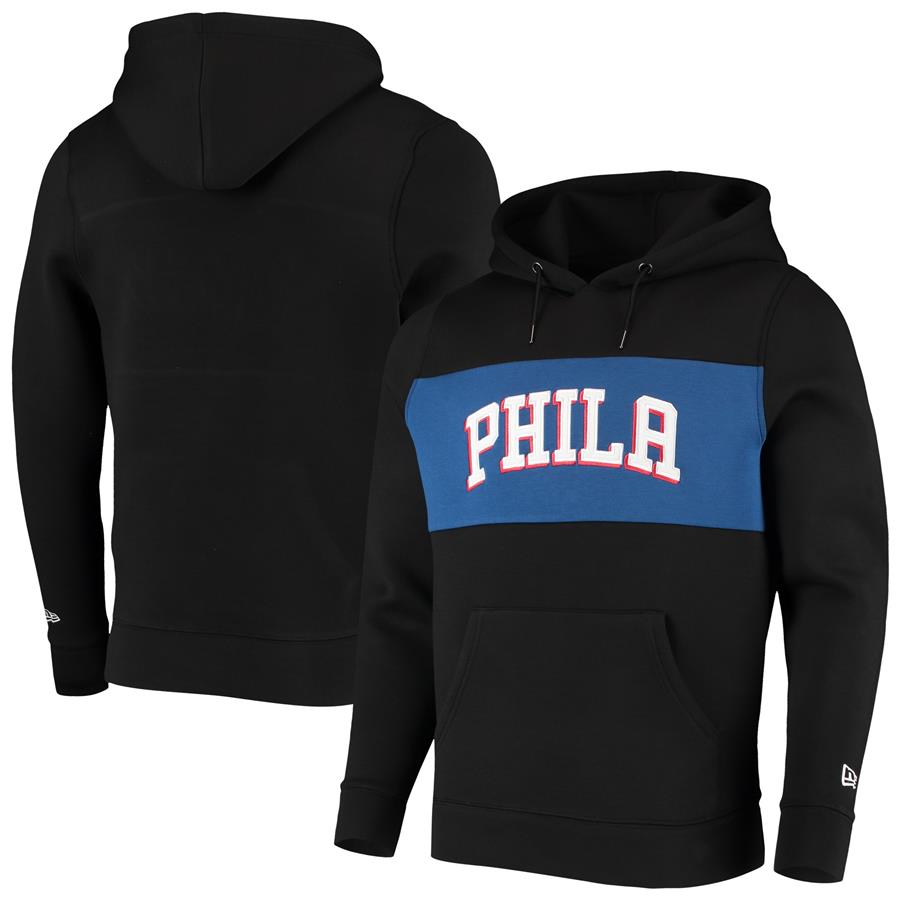 Philadelphia 76ers New Era Neoprene Colorbock Tri-Blend Pullover Hoodie - Black