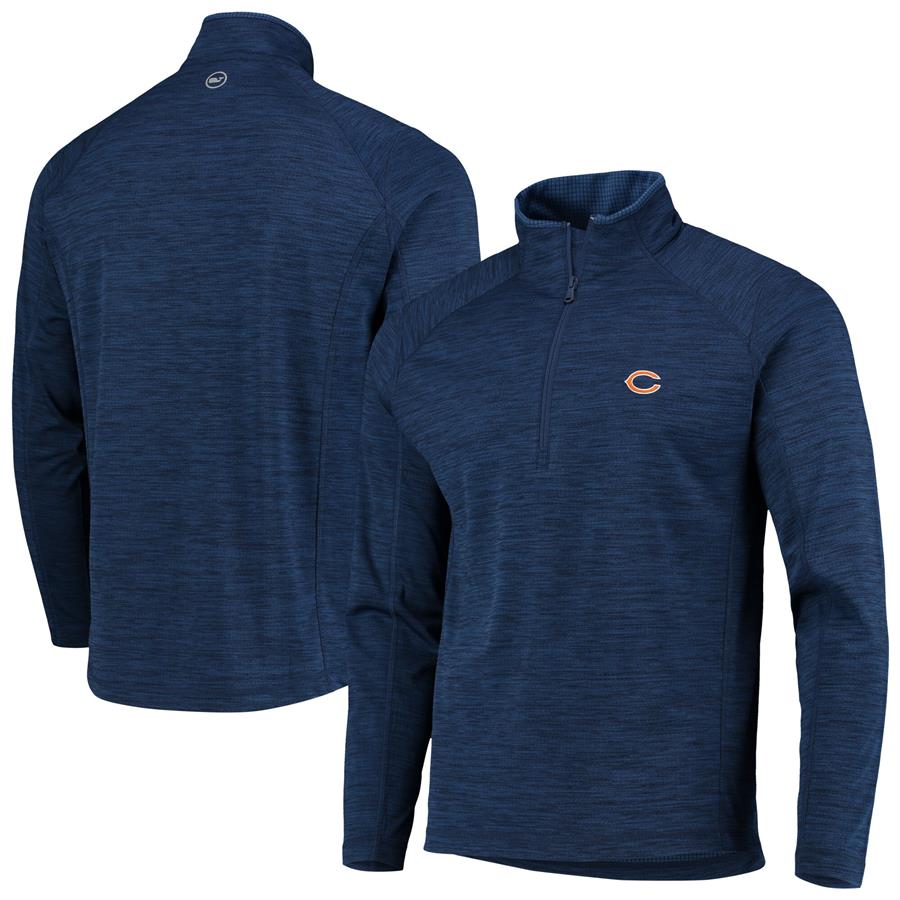 Chicago Bears Vineyard Vines Sankaty Half-Zip Jacket - Heathered Navy
