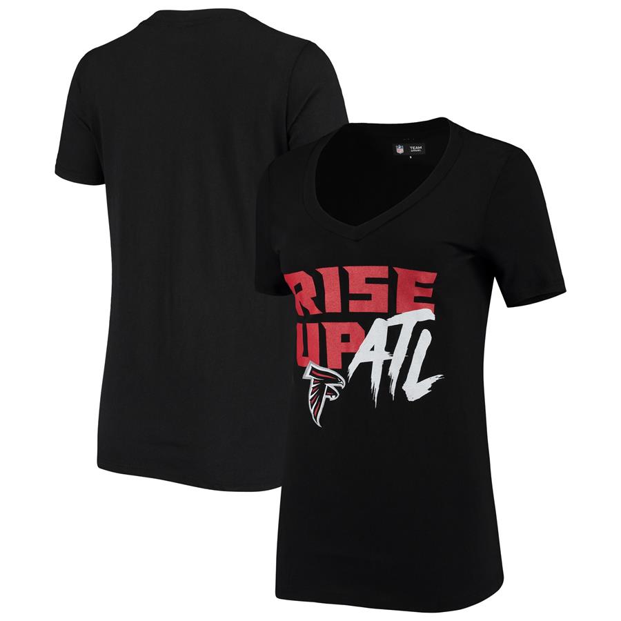 Atlanta Falcons New Era Women's Rise Up Painted Script V-Neck T-Shirt - Black