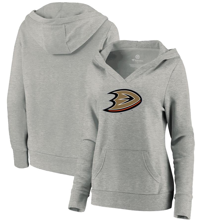 Anaheim Ducks Fanatics Branded Women's Core Hometown V-Neck Pullover Hoodie - Heathered Gray