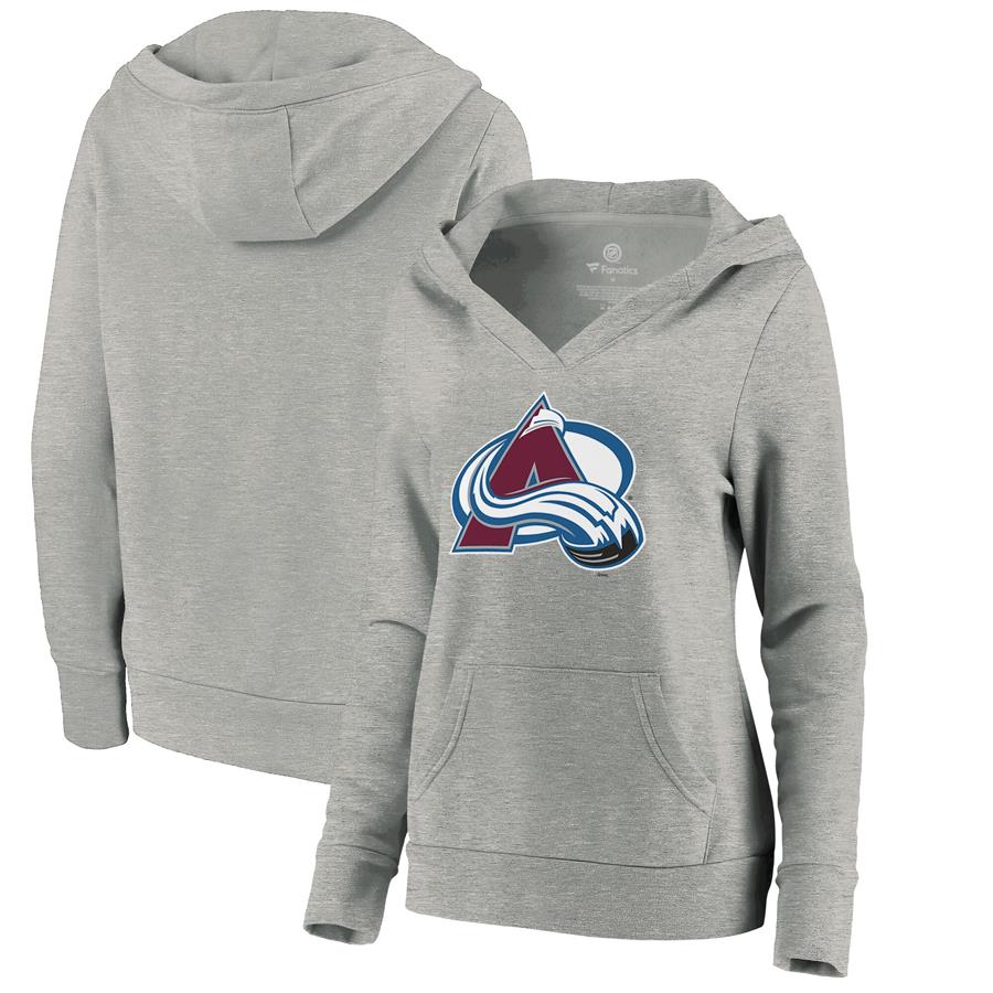 Colorado Avalanche Fanatics Branded Women's Core Hometown V-Neck Pullover Hoodie - Heathered Gray