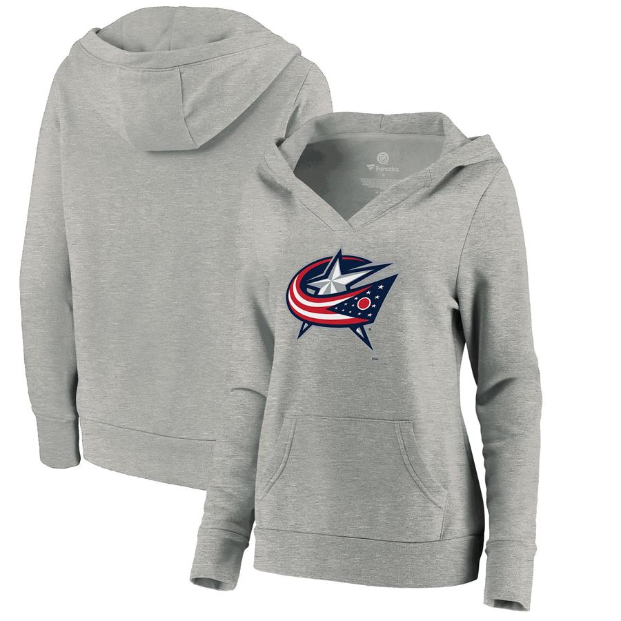 Columbus Blue Jackets Fanatics Branded Women's Core Hometown V-Neck Pullover Hoodie - Heathered Gray