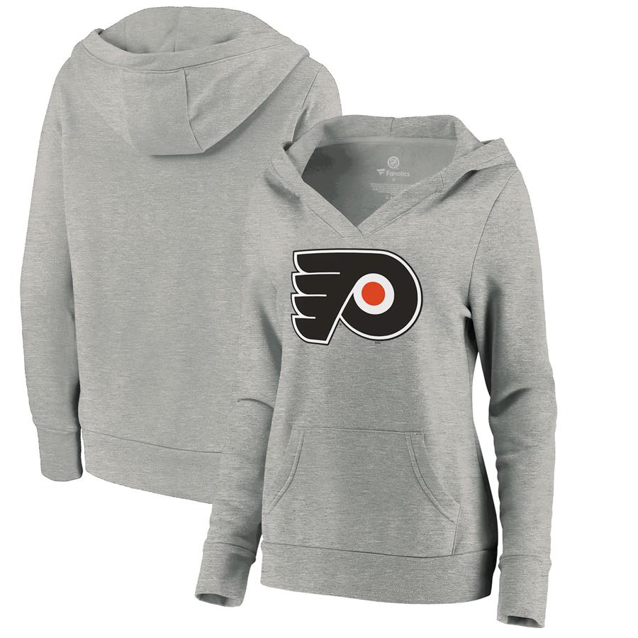 Philadelphia Flyers Fanatics Branded Women's Core Hometown V-Neck Pullover Hoodie - Heathered Gray