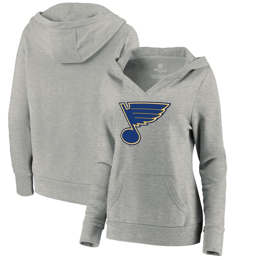 St. Louis Blues Fanatics Branded Women's Core Hometown V-Neck Pullover Hoodie - Heathered Gray