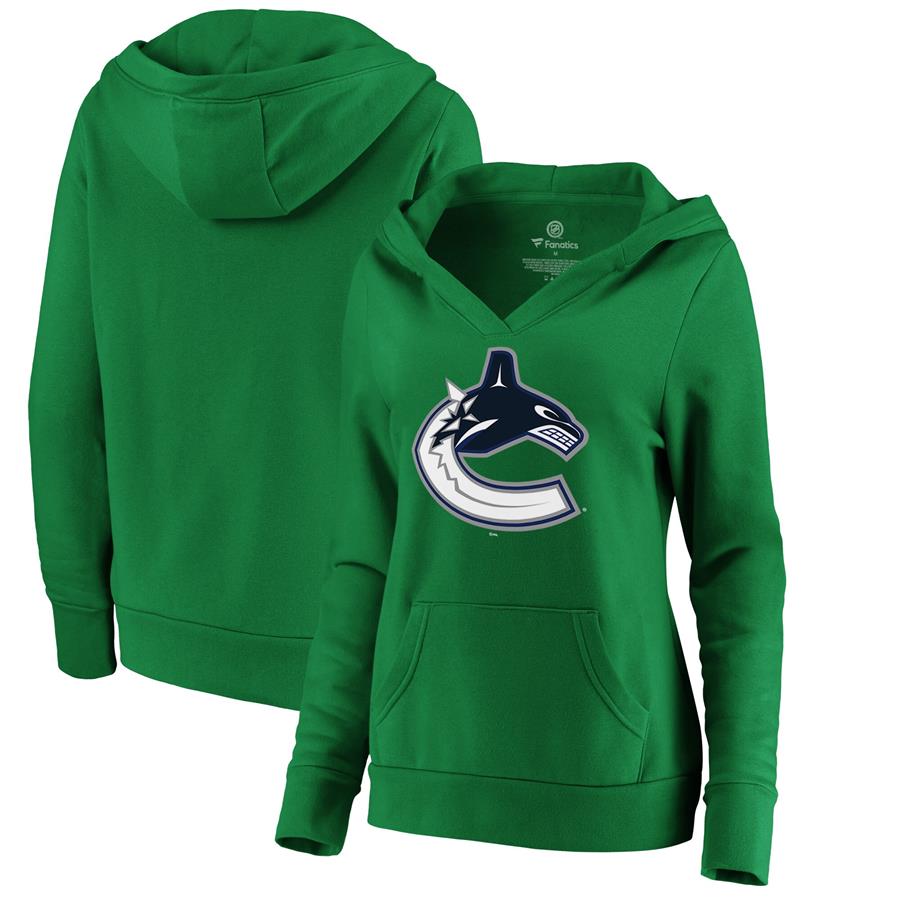 Vancouver Canucks Fanatics Branded Women's Core Hometown V-Neck Pullover Hoodie - Green