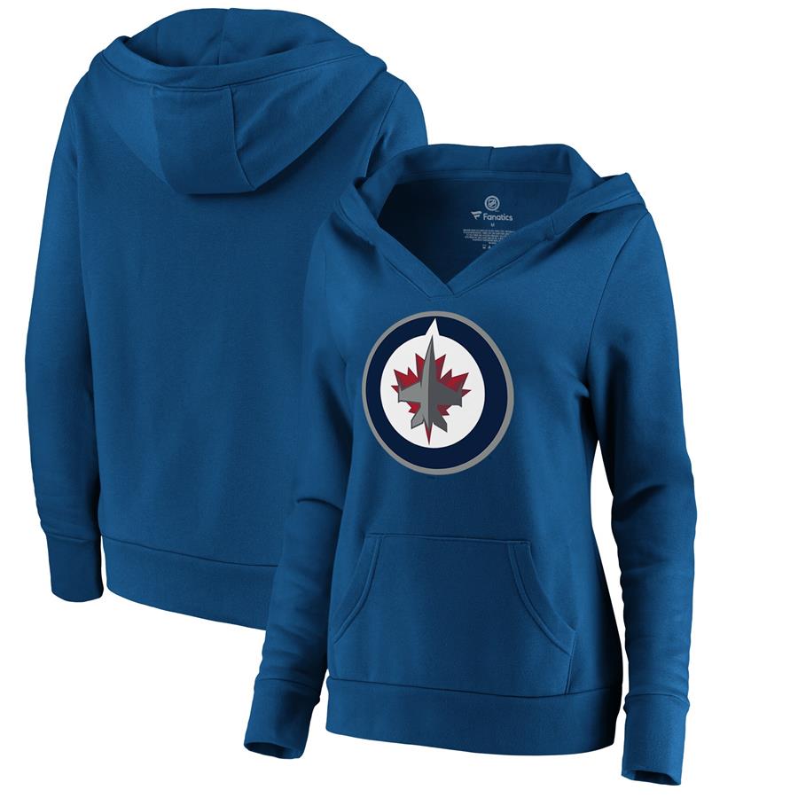 Winnipeg Jets Fanatics Branded Women's Core Hometown V-Neck Pullover Hoodie - Blue