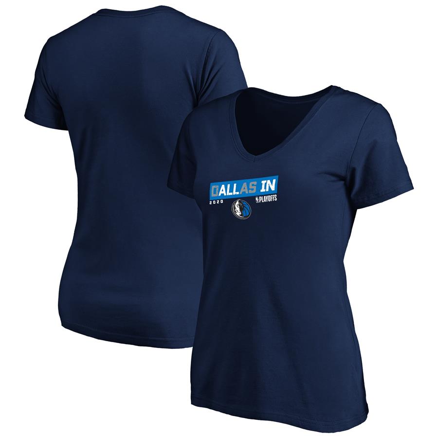 Dallas Mavericks Fanatics Branded Women's 2020 NBA Playoffs Bound ISO Slogan V-Neck T-Shirt - Navy