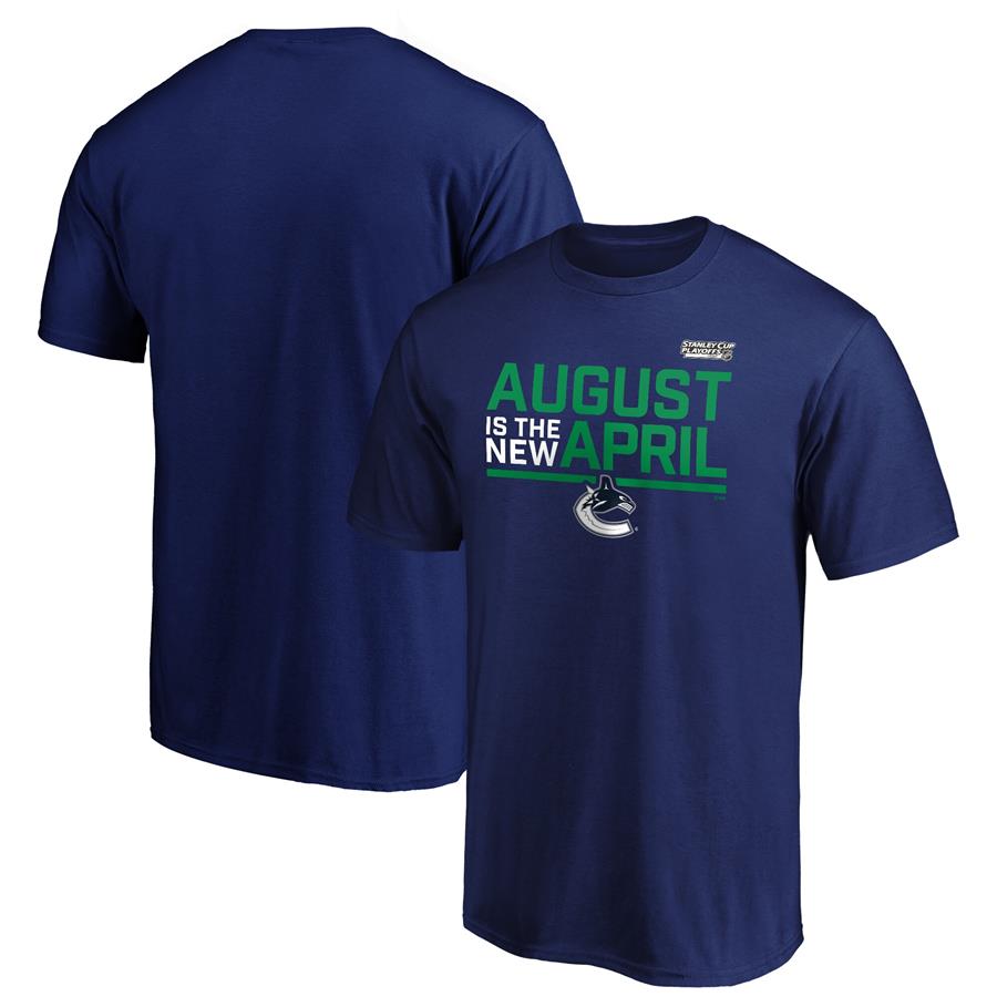 Vancouver Canucks Fanatics Branded 2020 Stanley Cup Playoffs Bound August Is The New April T-Shirt - Royal