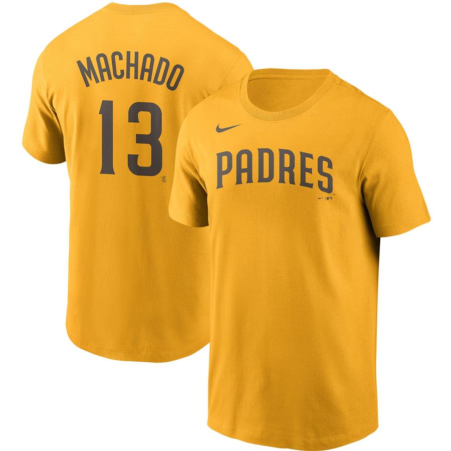 Manny Machado San Diego Padres Nike Name & Number T-Shirt - Gold