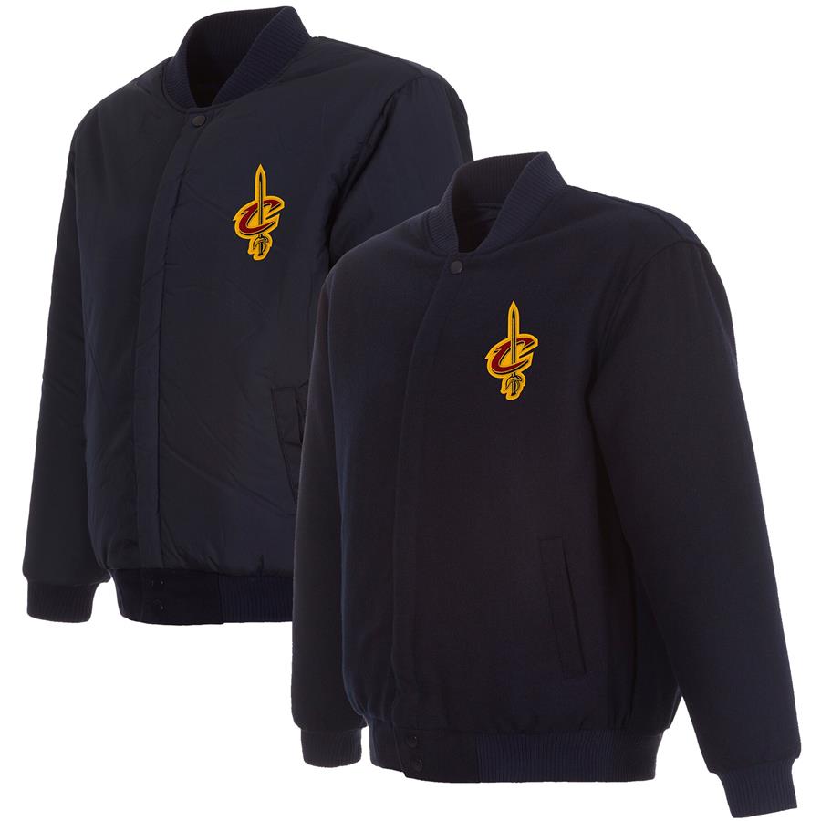 Cleveland Cavaliers JH Design Embroidered Wool Reversible Full-Snap Jacket - Navy