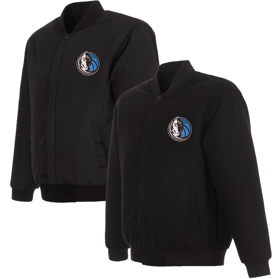 Dallas Mavericks JH Design Reversible Front Embroidered Wool Full-Snap Jacket - Black