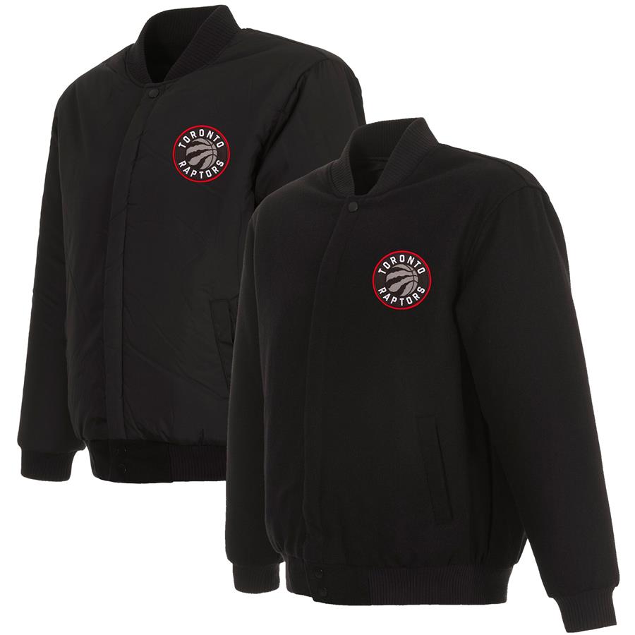 Toronto Raptors JH Design Reversible Embroidered Wool Full-Snap Jacket - Black