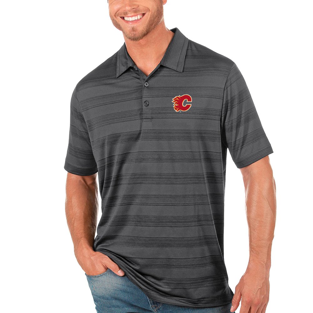 Calgary Flames Antigua Compass Polo - Charcoal