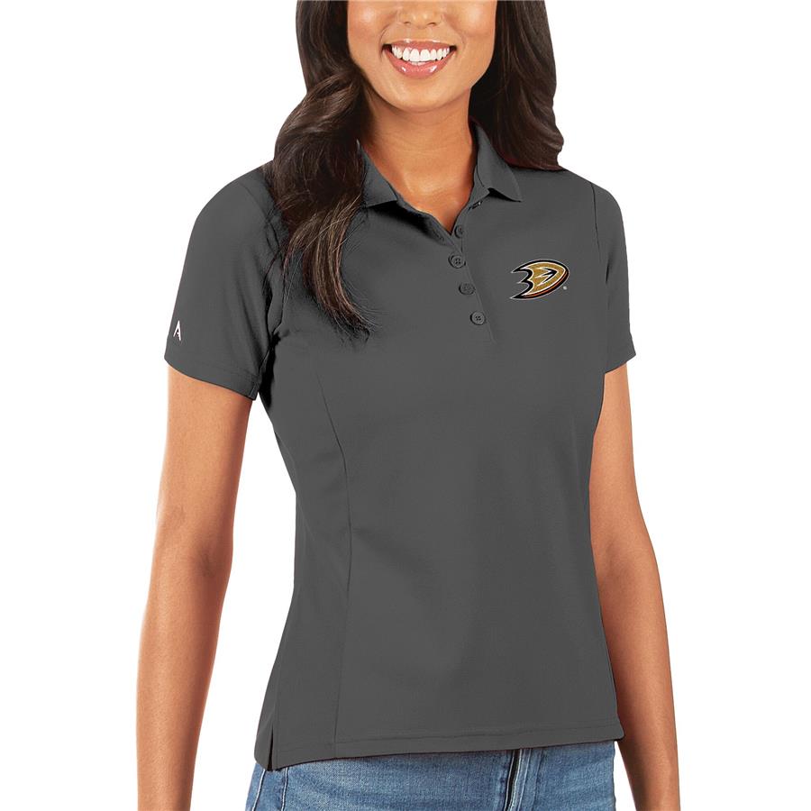Anaheim Ducks Antigua Women's Legacy Pique Polo - Charcoal