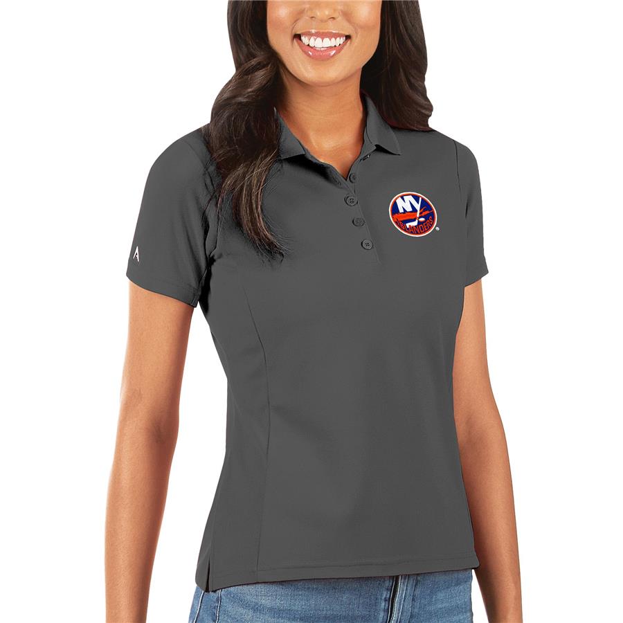 New York Islanders Antigua Women's Legacy Pique Polo - Charcoal