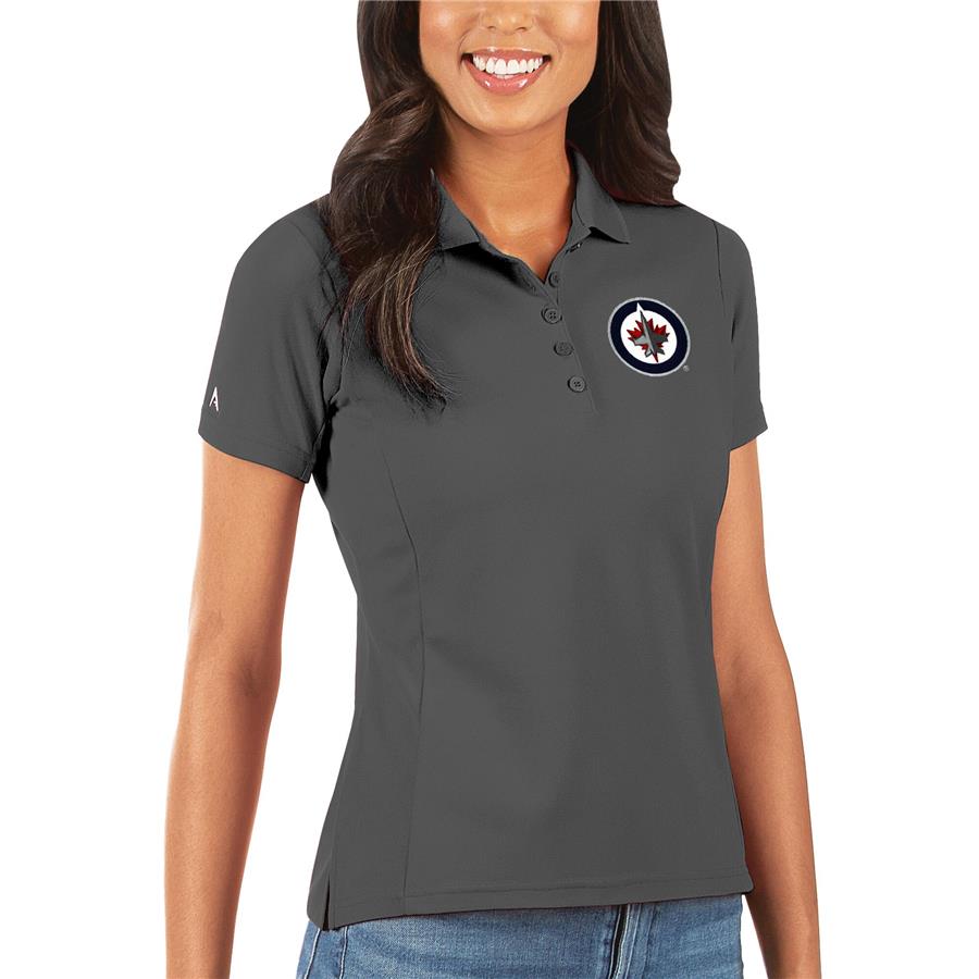 Winnipeg Jets Antigua Women's Legacy Pique Polo - Charcoal