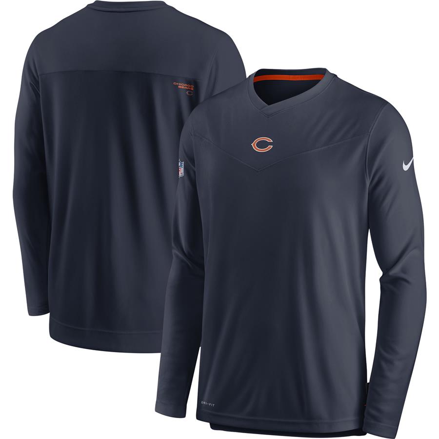 Chicago Bears Nike Sideline Coaches Performance Long Sleeve V-Neck T-Shirt - Navy