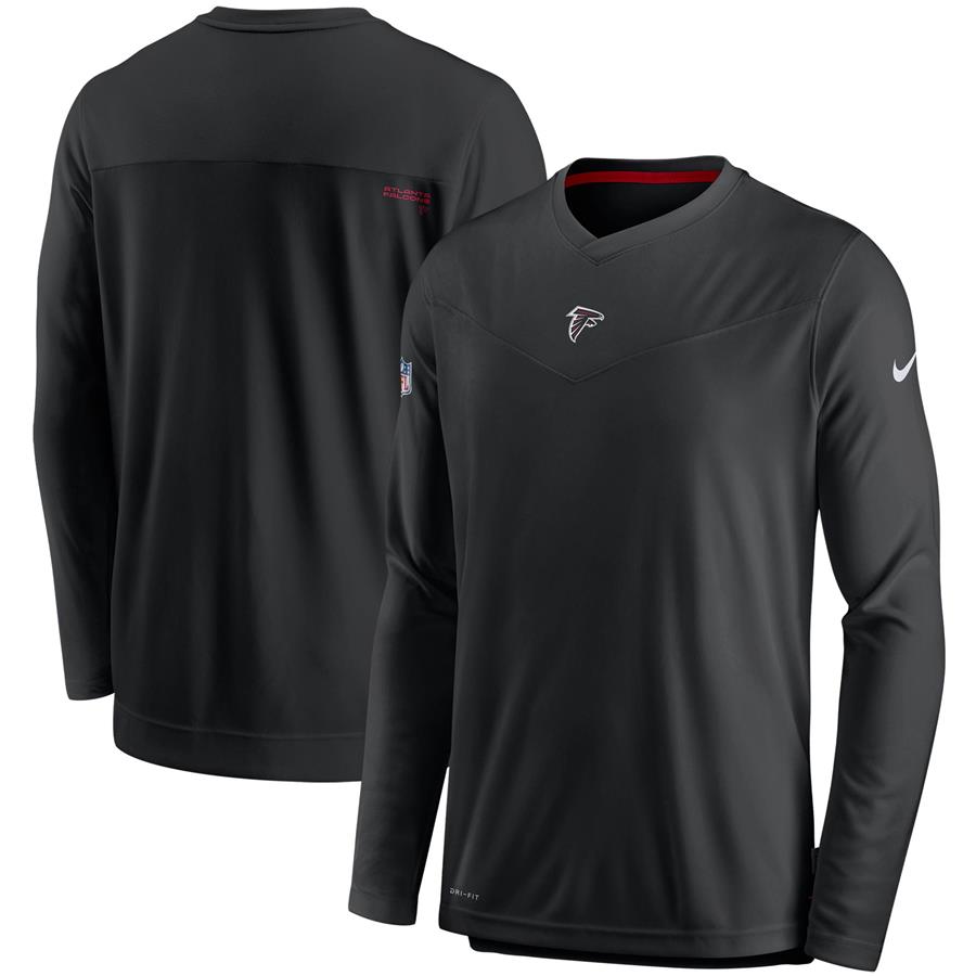 Atlanta Falcons Nike Sideline Coaches Performance Long Sleeve V-Neck T-Shirt - Black