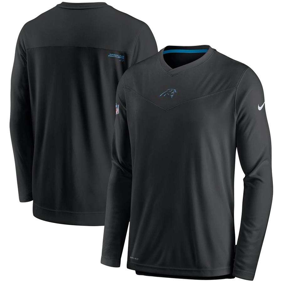 Carolina Panthers Nike Sideline Coaches Performance Long Sleeve V-Neck T-Shirt - Black