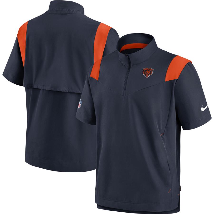 Chicago Bears Nike Sideline Coaches Short Sleeve Quarter-Zip Jacket - Navy