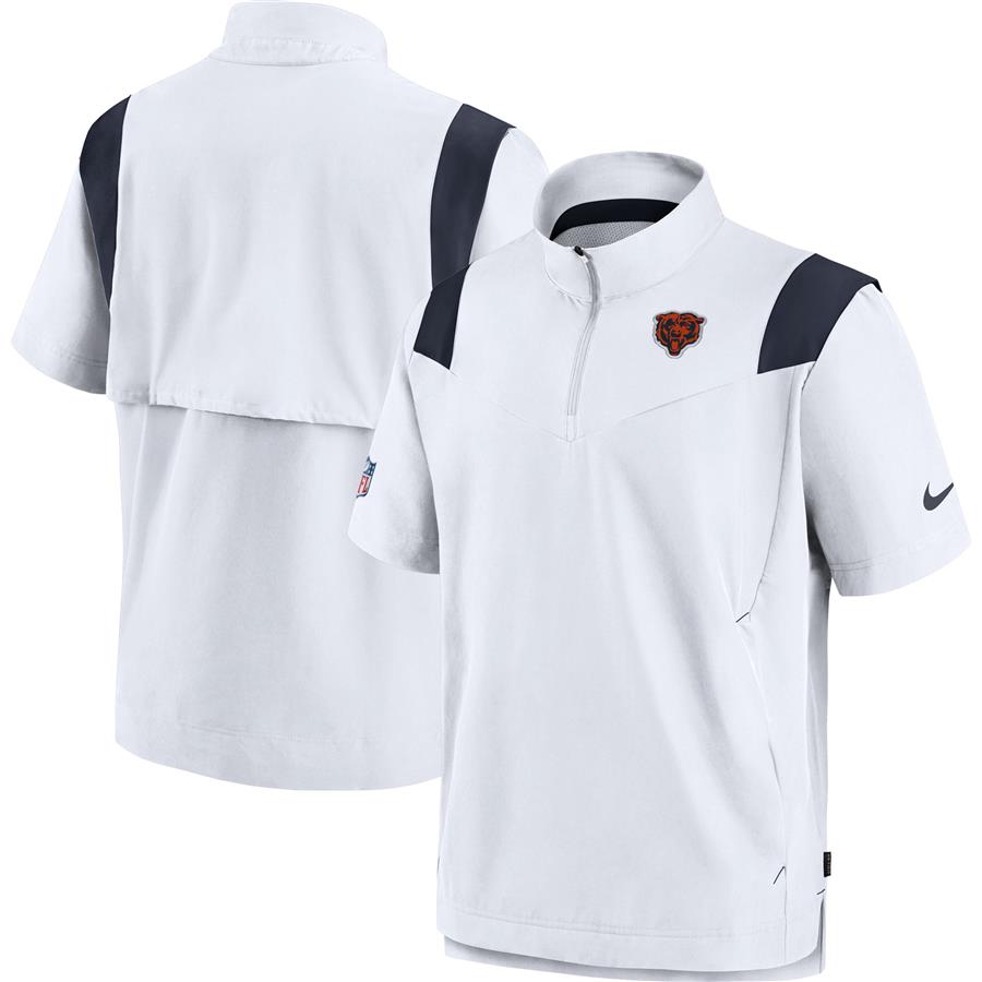 Chicago Bears Nike Sideline Coaches Short Sleeve Quarter-Zip Jacket - White