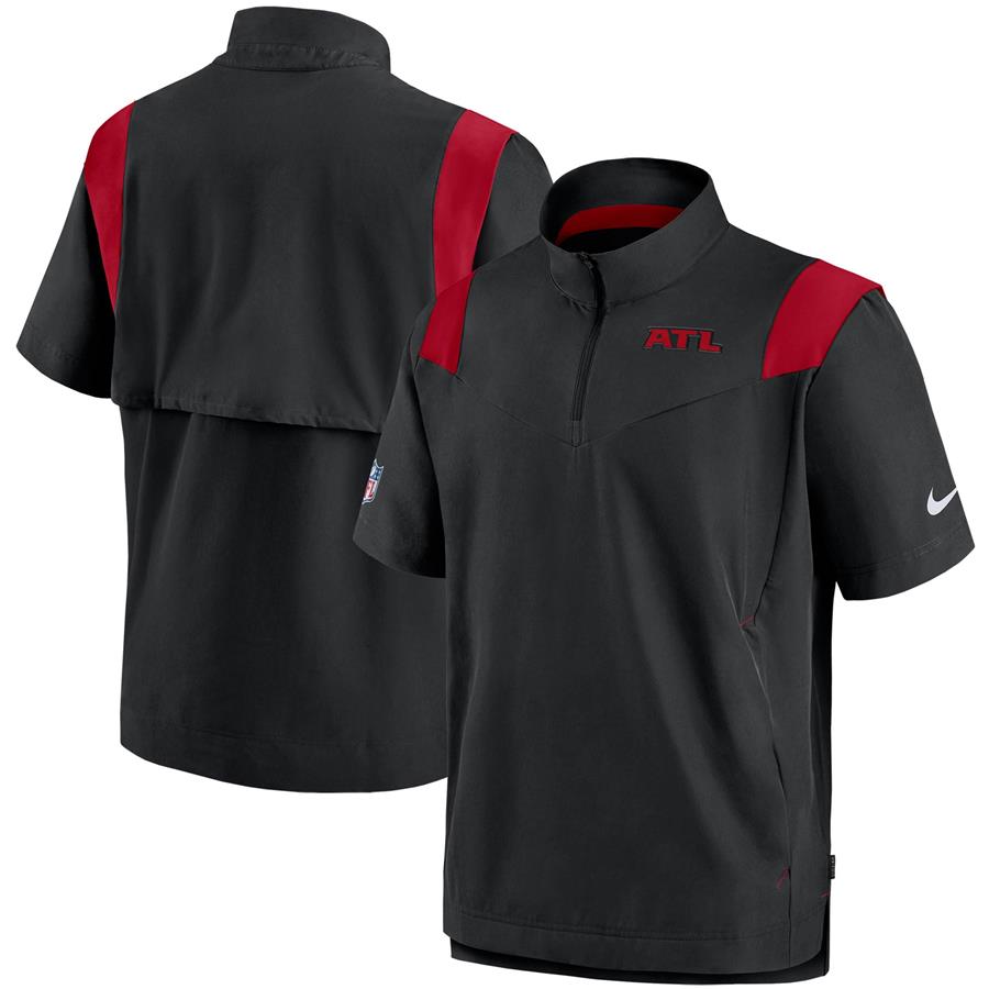 Atlanta Falcons Nike Sideline Coaches Short Sleeve Quarter-Zip Jacket - Black