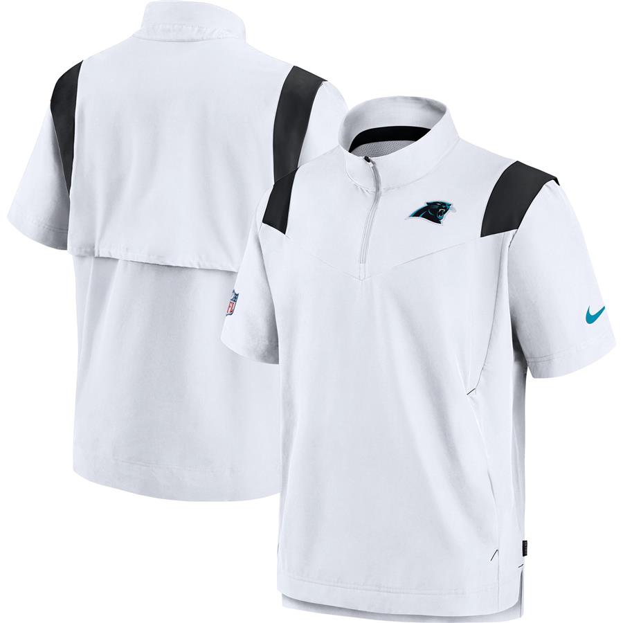 Carolina Panthers Nike Sideline Coaches Short Sleeve Quarter-Zip Jacket - White