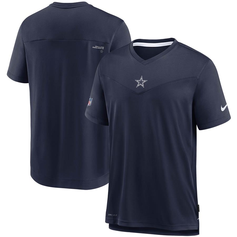 Футболка с V-вырезом Dallas Cowboys Nike Sideline Coaches Performance (тёмно-синий)