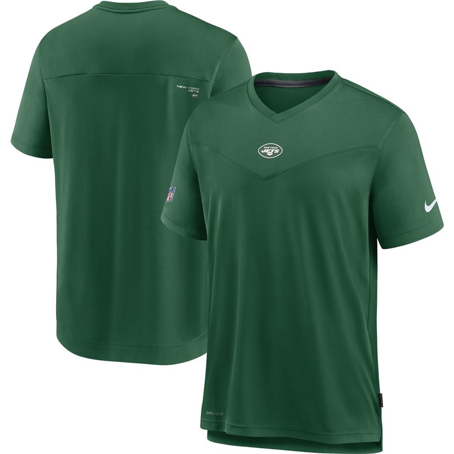 Футболка с V-вырезом New York Jets Nike Sideline Coaches Performance (зелёный)