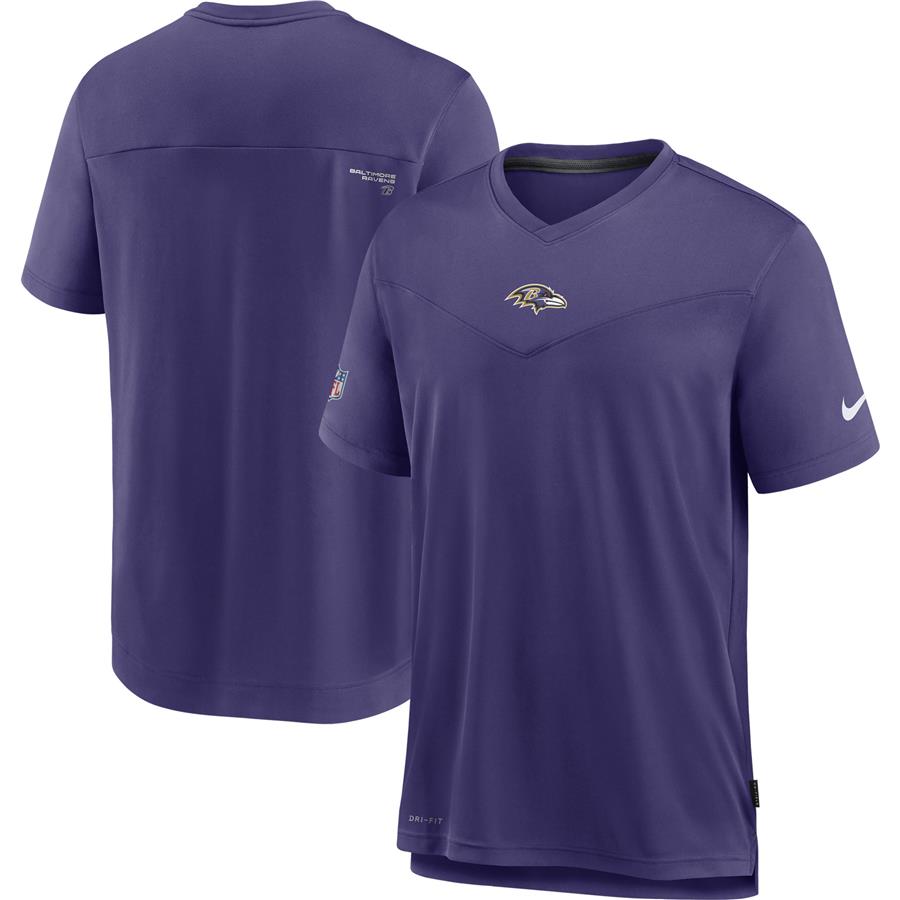 Baltimore Ravens Nike Sideline Coaches Performance V-Neck T-Shirt - Purple