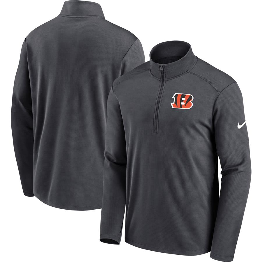 Cincinnati Bengals Nike Pacer Performance Quarter-Zip Jacket - Charcoal