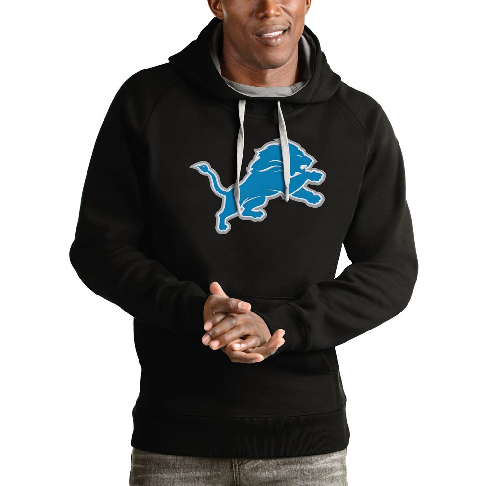 Detroit Lions Antigua Victory Pullover Hoodie - Black