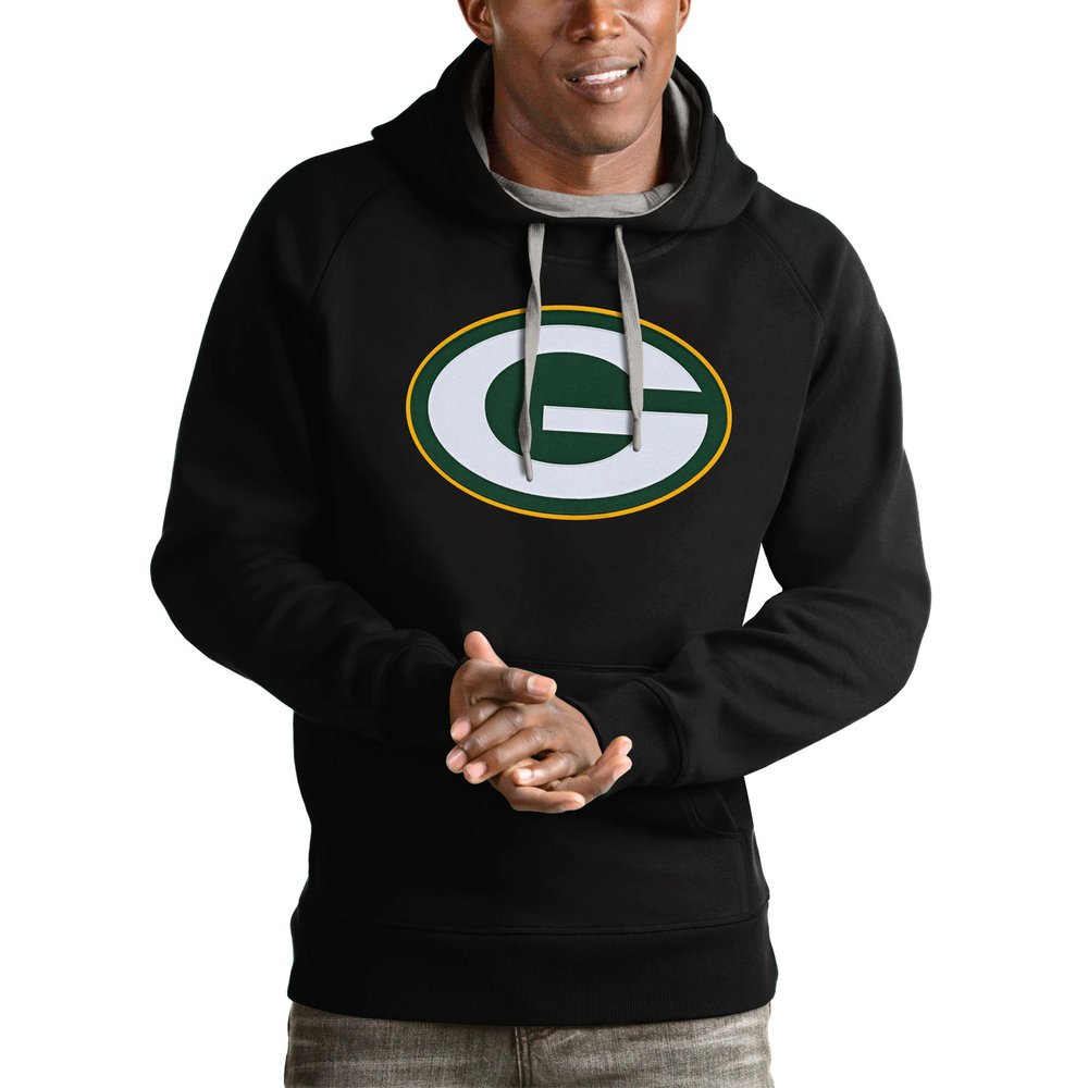 Green Bay Packers Antigua Victory Pullover Hoodie - Black