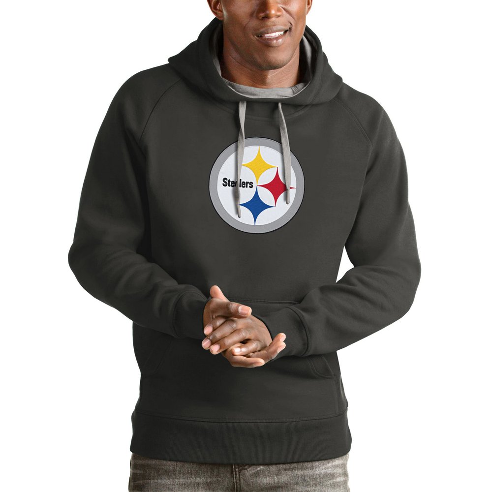 Pittsburgh Steelers Antigua Victory Pullover Hoodie - Charcoal